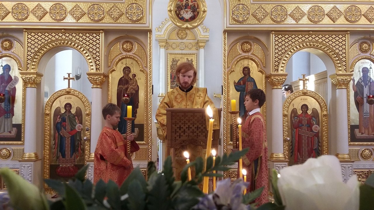 Диакон Димитрий Попов на литургии в храме Мефодия и Кирилла Саратов