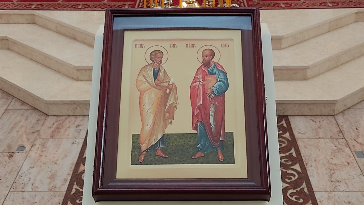 Икона святых апостолов Петра и Павла в храме Мефодия и Кирилла Саратов СГУ 2021
